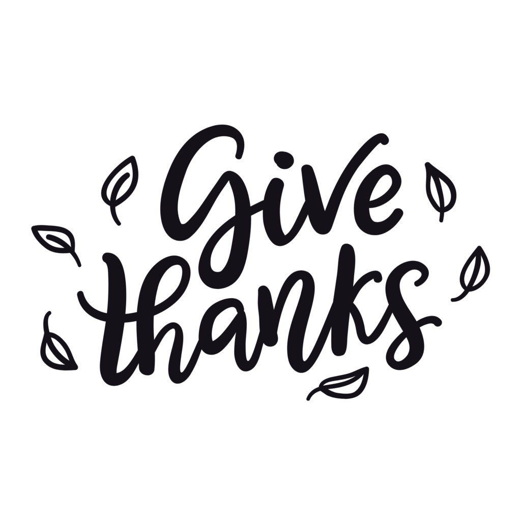 Give thanks script text with leaves svg file png transparent background