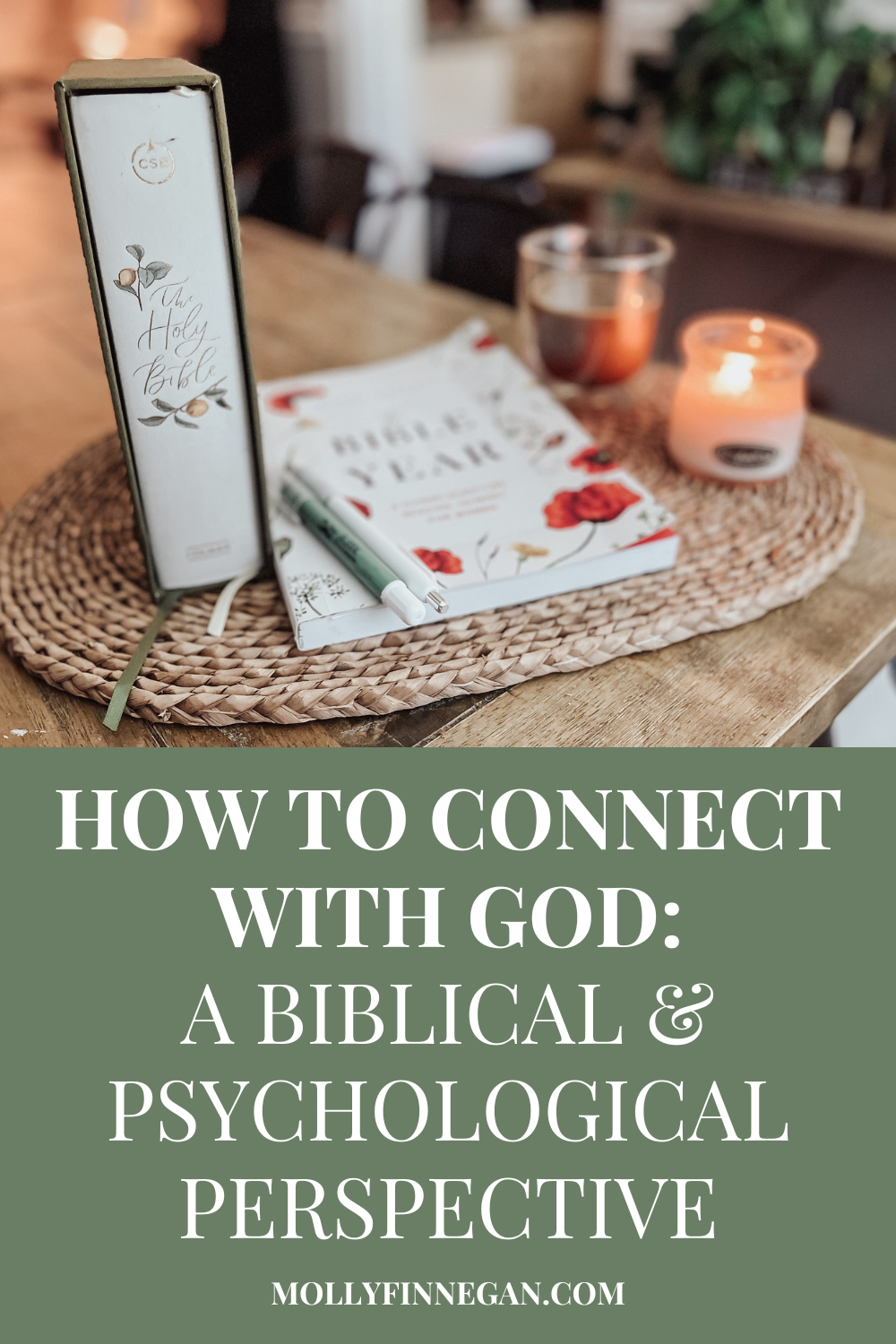 Blog Post Cover Image: bible, coffee, and candle on wooden dining table