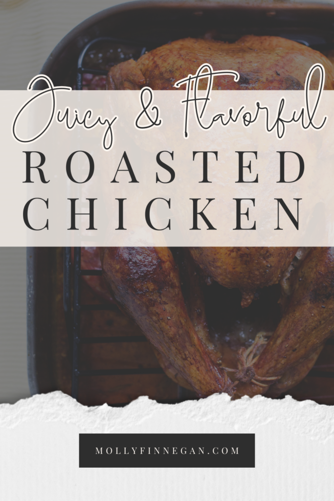 roasted whole chicken in a pan