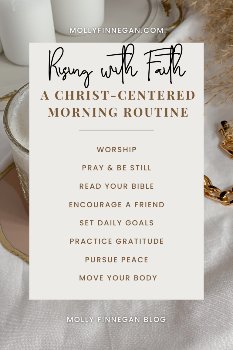 Christian Morning Routine list titled Rising with Faith